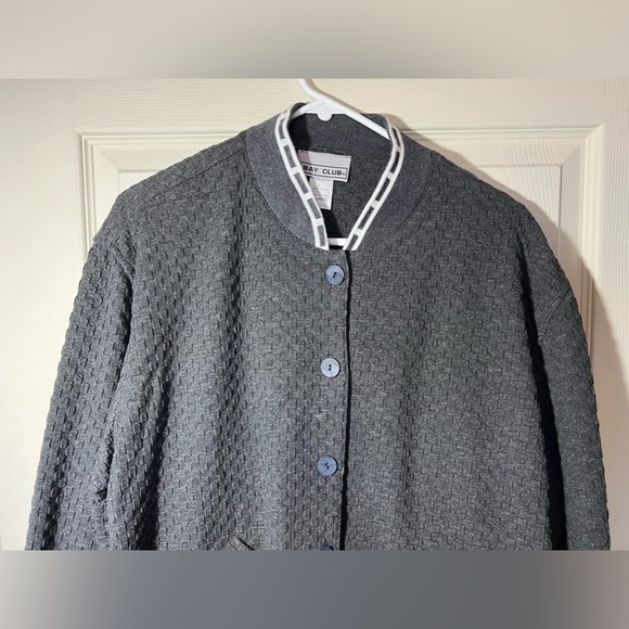 Vintage Bay Club Made USA Gray XL Button Cardigan Sweater Mr Rogers Pockets - Picture 2 of 12